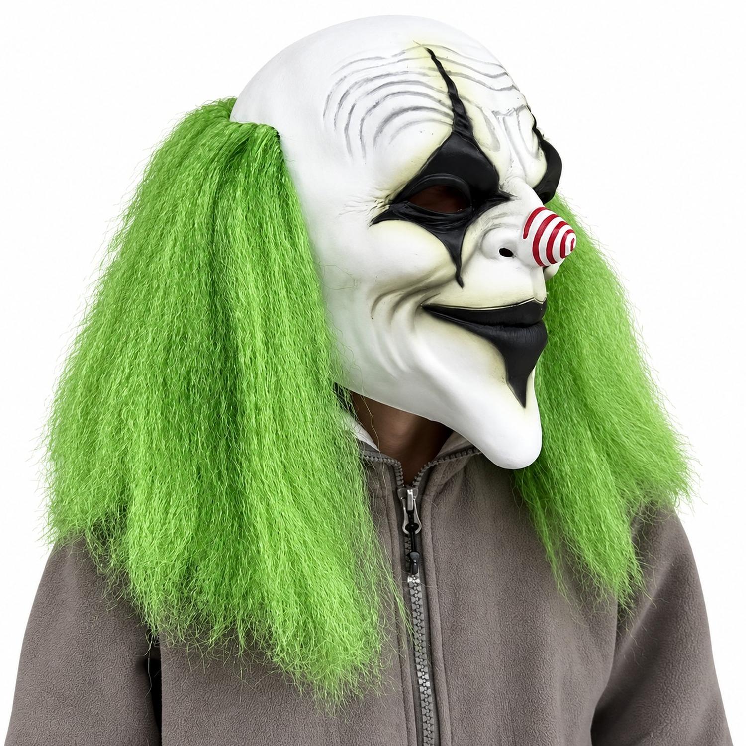 MÁSCARA DE PAYASO CON CABELLO VERDE LÁTEX HALLOWEEN - 2