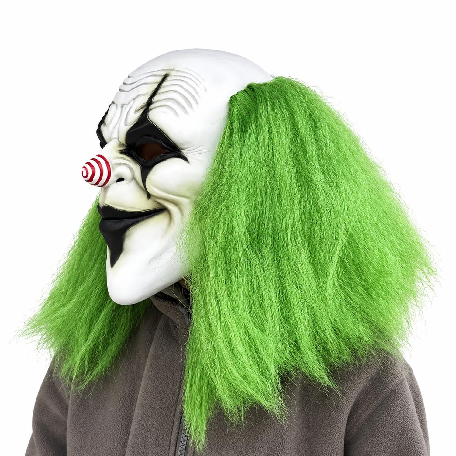 MÁSCARA DE PAYASO CON CABELLO VERDE LÁTEX HALLOWEEN - 3