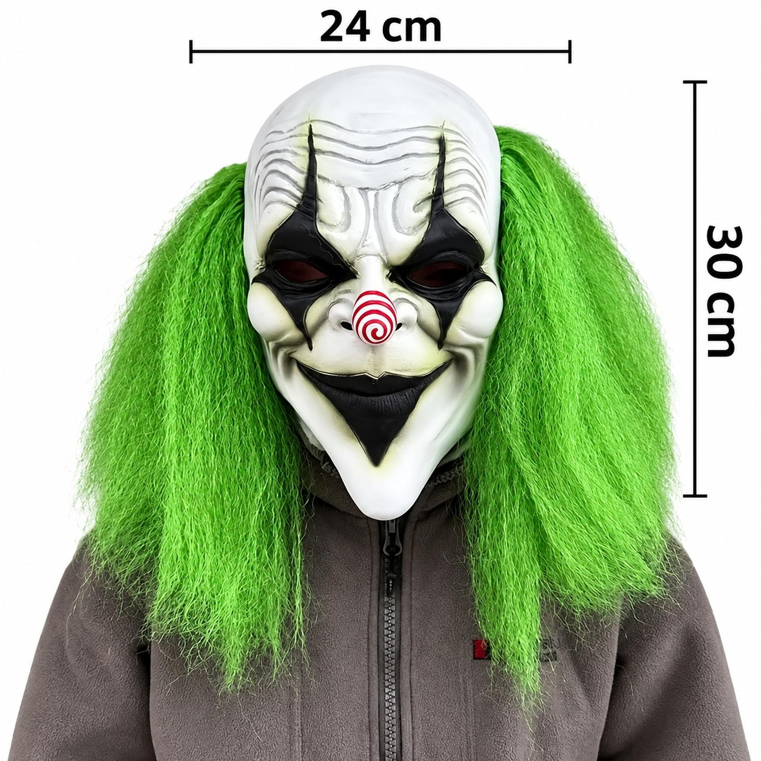 MÁSCARA DE PAYASO CON CABELLO VERDE LÁTEX HALLOWEEN - 5
