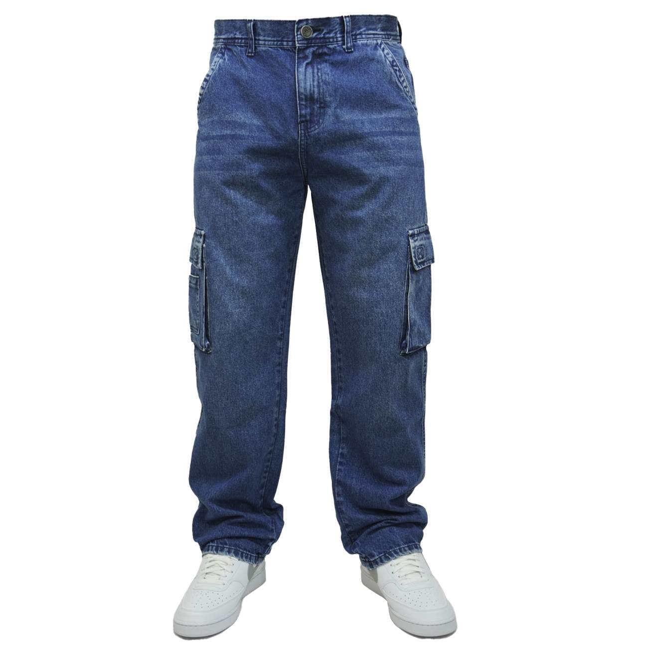 PANTALON CARGO JEAN OVER - AZUL - 1
