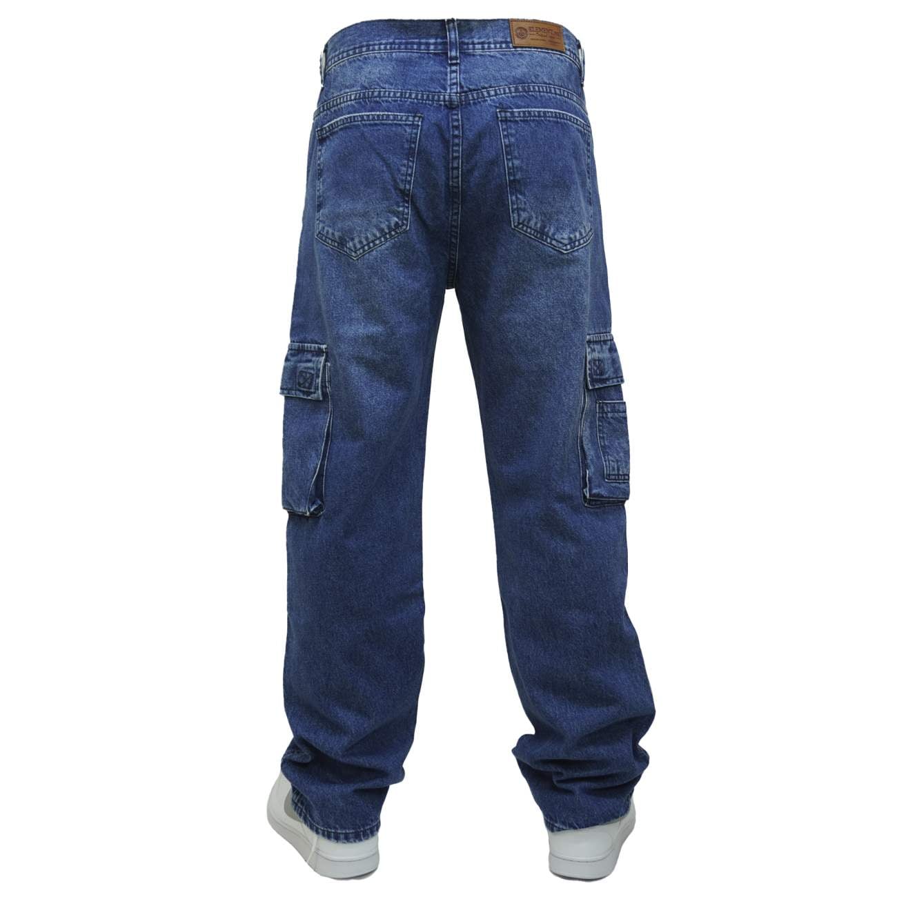 PANTALON CARGO JEAN OVER - AZUL - 3