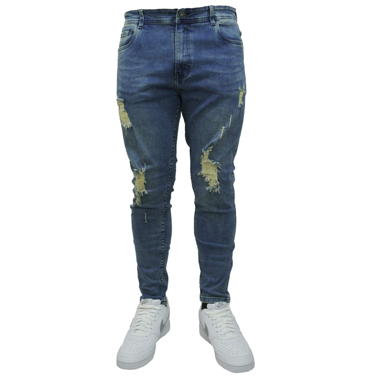 PANTALON JEAN MODA ELEM RASGADO - CELESTE - 1