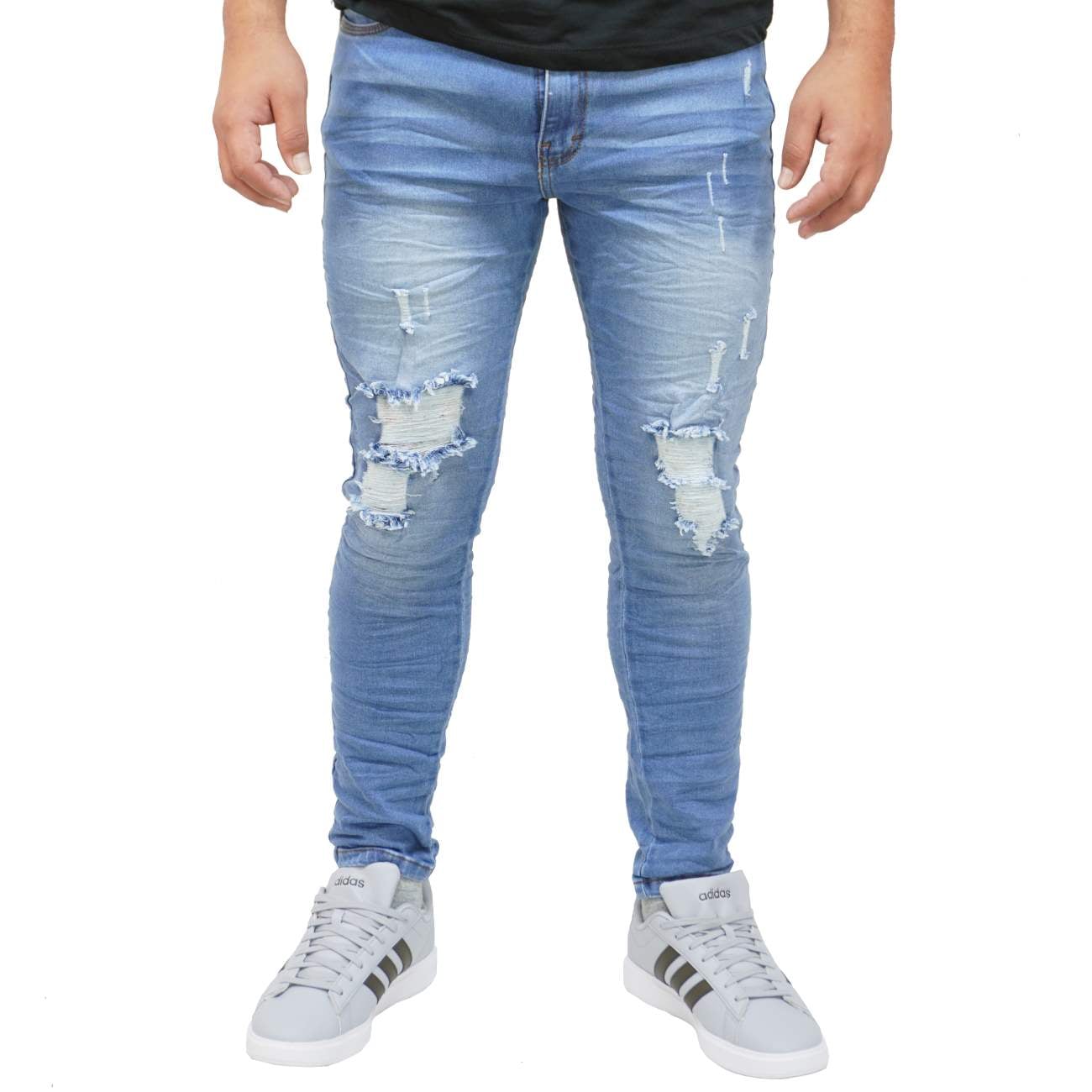 PANTALON JEAN MODA RASGADO - CELESTE - 1