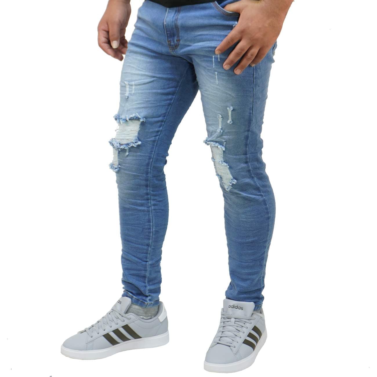 PANTALON JEAN MODA RASGADO - CELESTE - 2