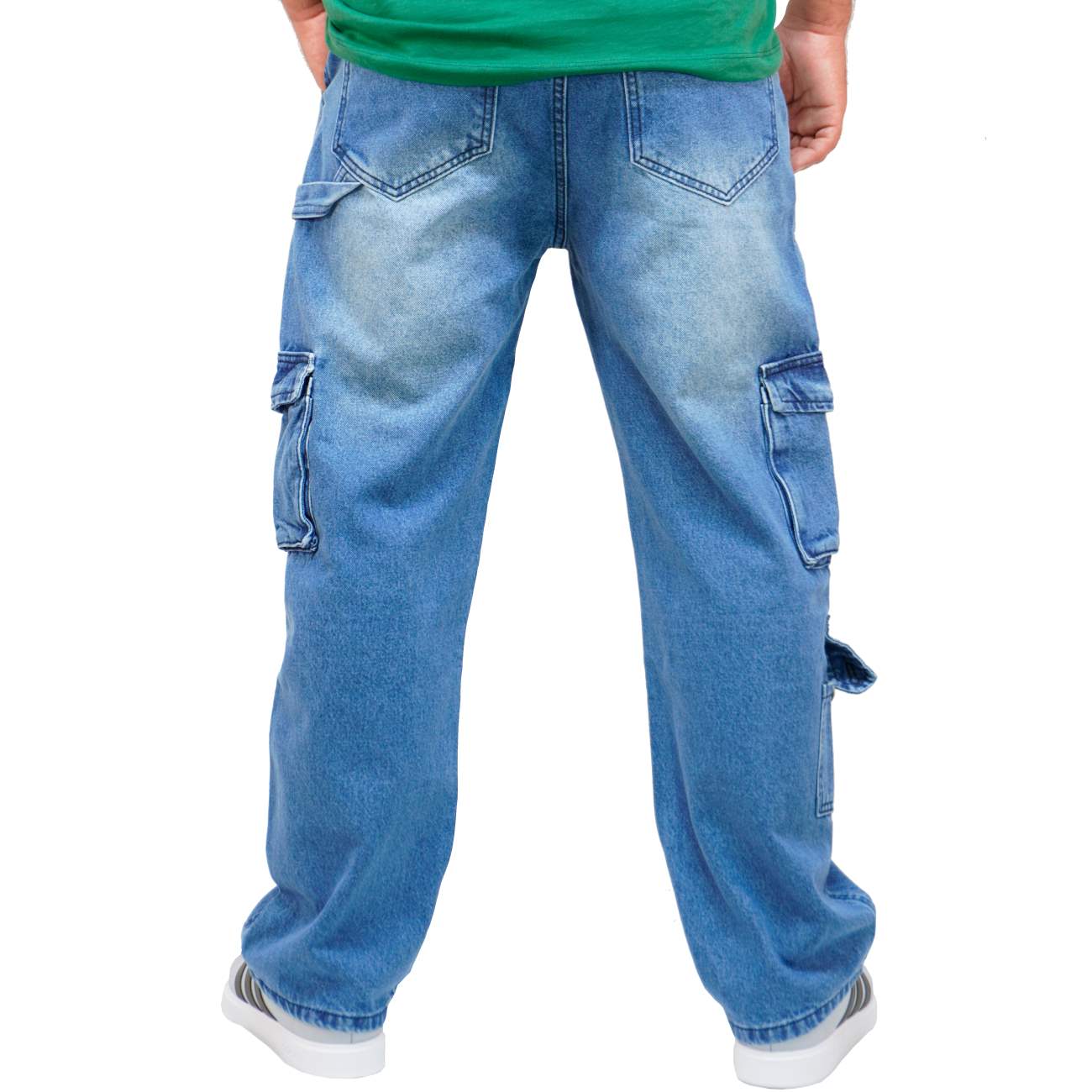 PANTALON CARGO OVERSIZE JEAN - CELESTE - 2