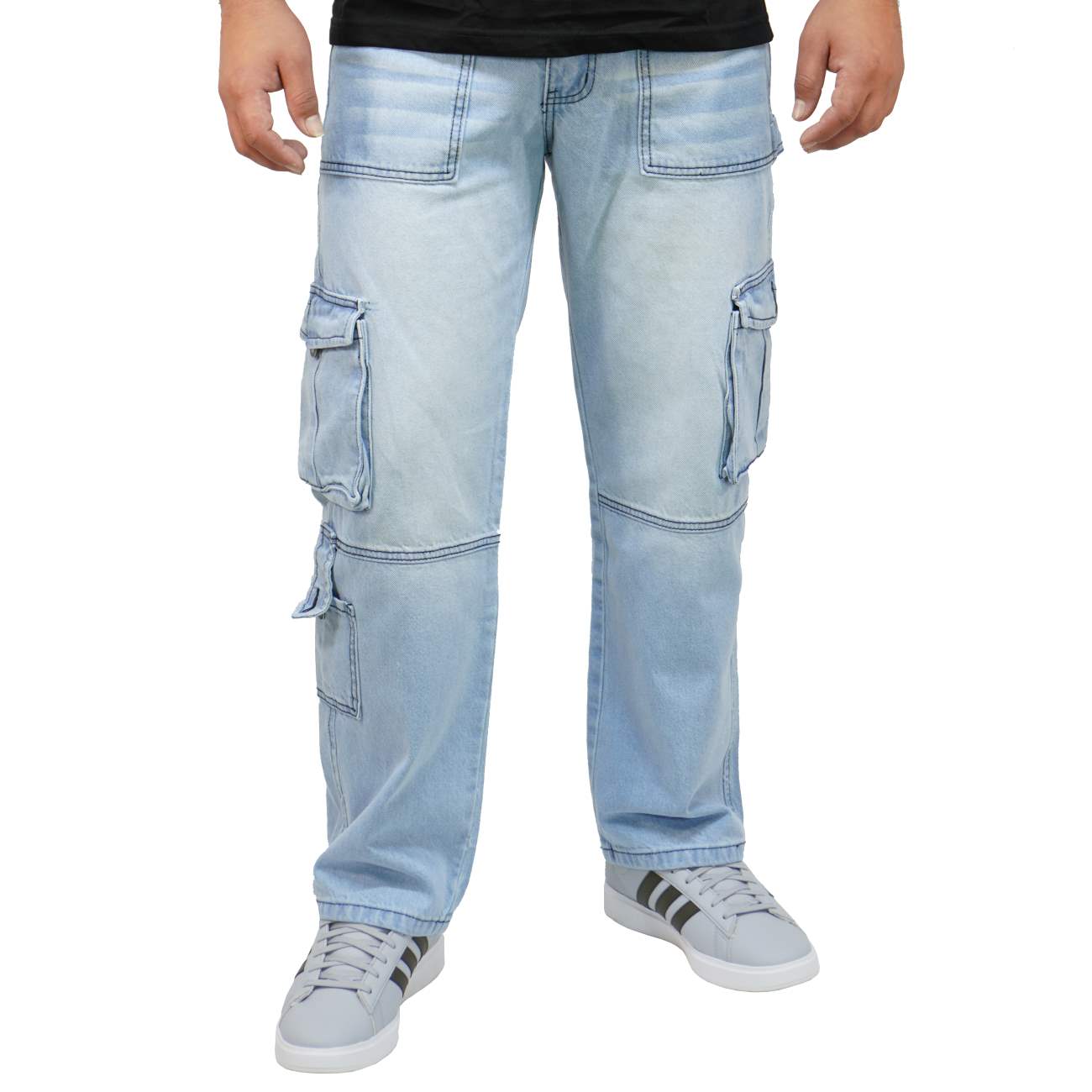 PANTALON CARGO OVERSIZE JEAN - ICE - 1