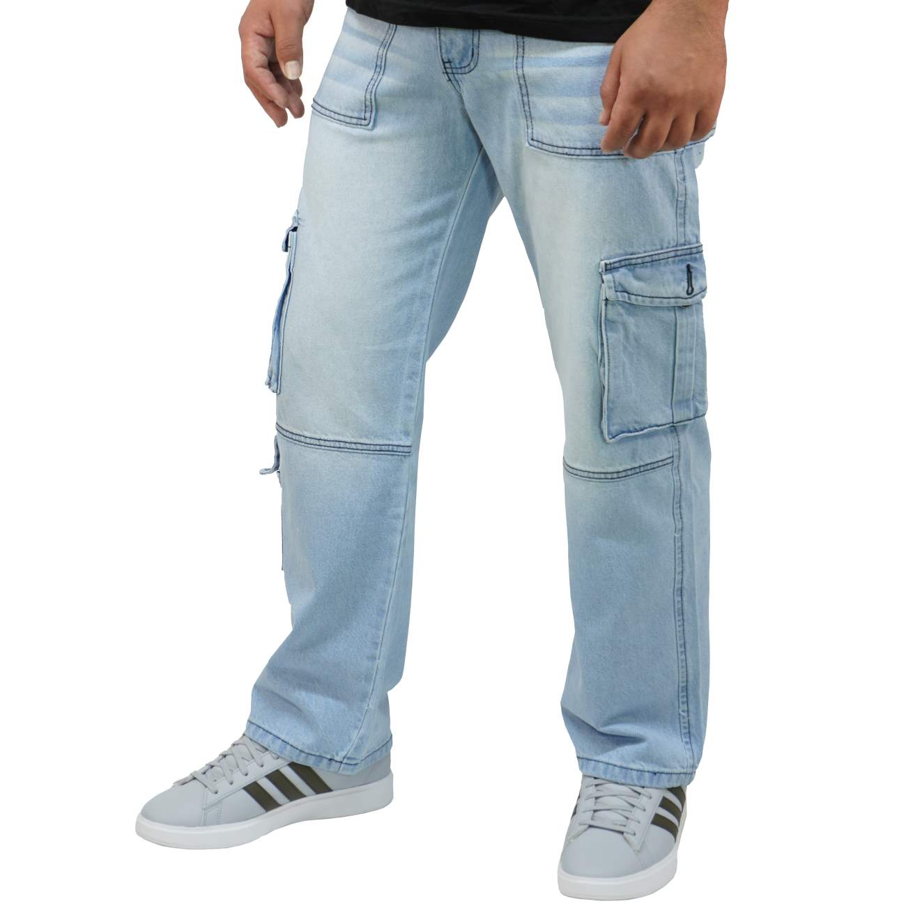 PANTALON CARGO OVERSIZE JEAN - ICE - 2