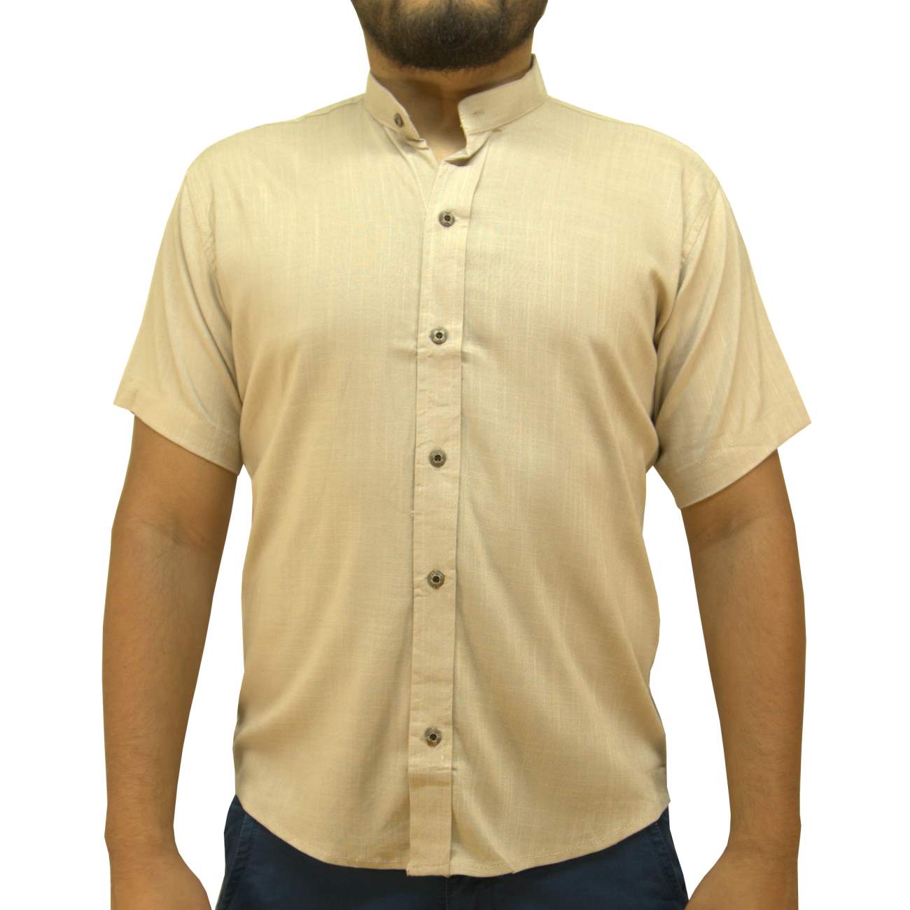 CAMISA MANGA CORTA LINO KREEMP - BEIGE - 1
