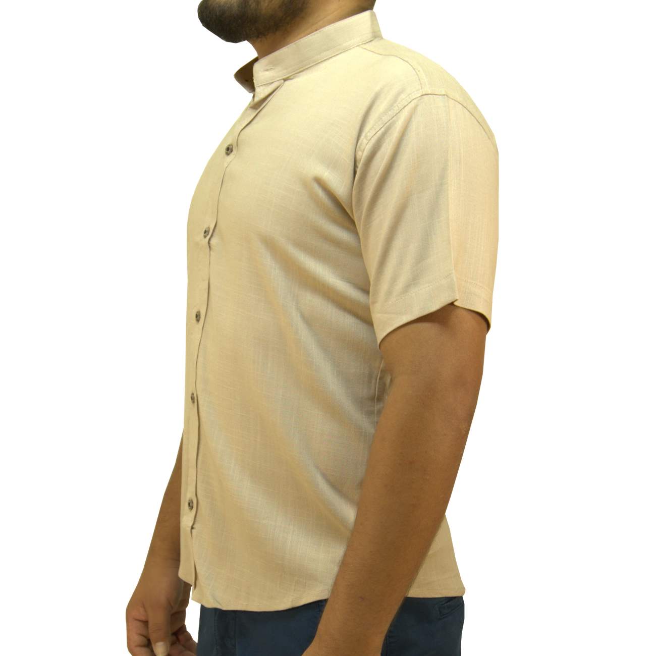 CAMISA MANGA CORTA LINO KREEMP - BEIGE - 3