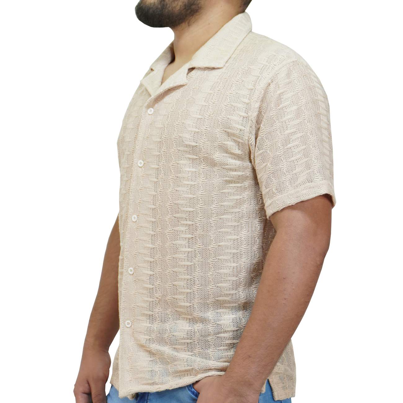 CAMISA MANGA CORTA ANONIMOUS TEJIDO - BEIGE - 2