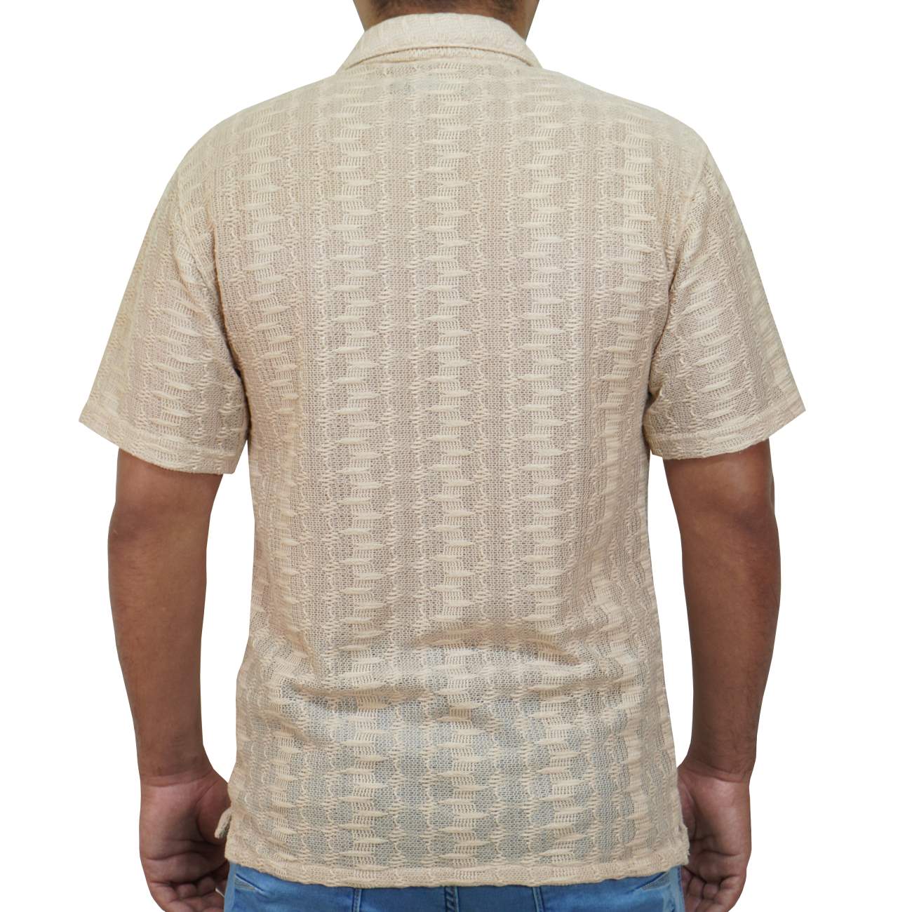 CAMISA MANGA CORTA ANONIMOUS TEJIDO - BEIGE - 3