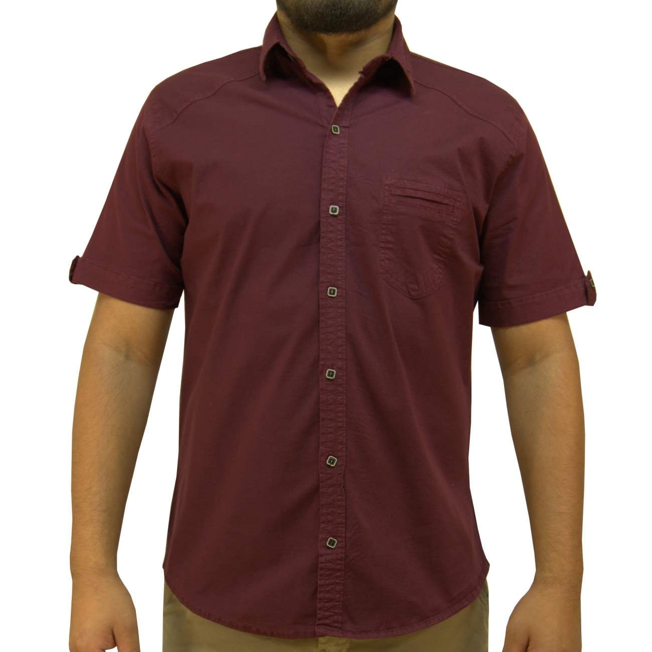 CAMISA MANGA CORTA DRILL EMINENCE - GUINDA - 1