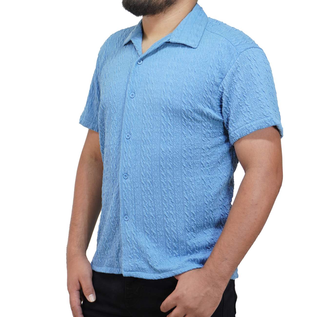 CAMISA MANGA CORTA KREEMP TEJIDO - CELESTE - 2