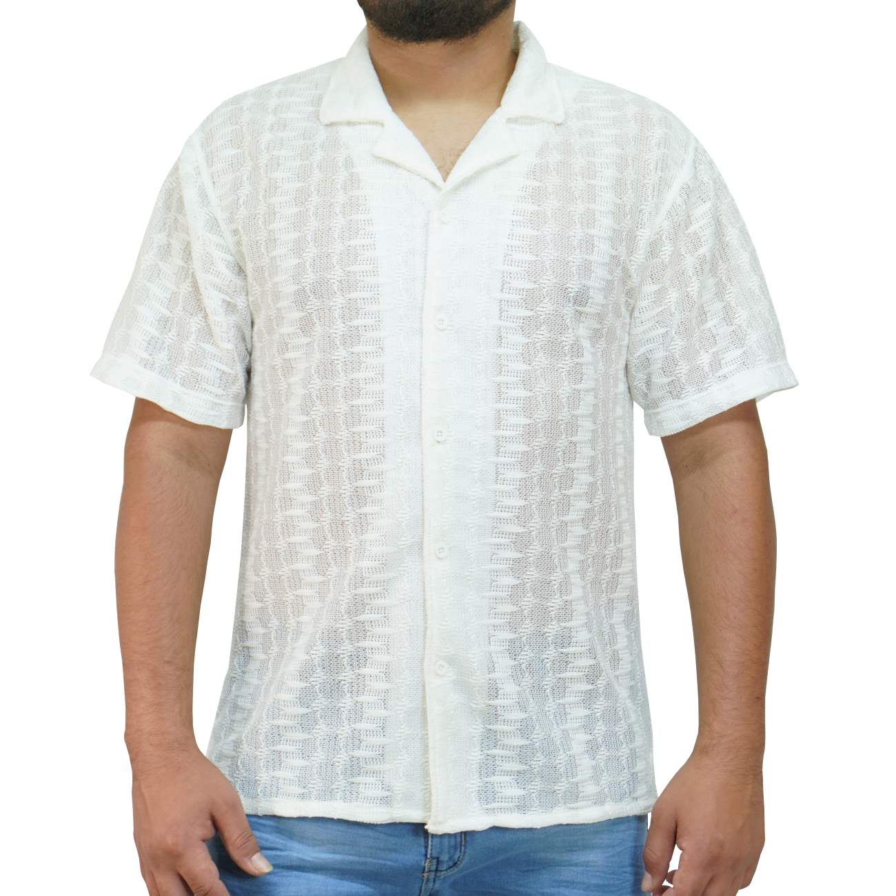 CAMISA MANGA CORTA ANONIMOUS TEJIDO - BLANCO - 1