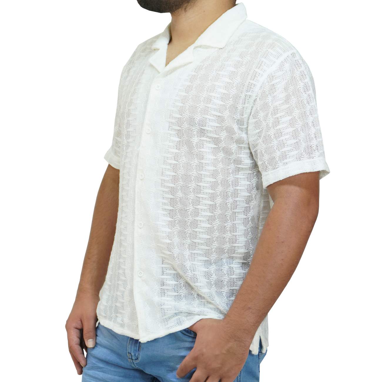 CAMISA MANGA CORTA ANONIMOUS TEJIDO - BLANCO - 2