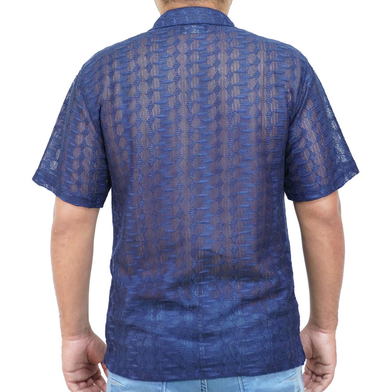 CAMISA MANGA CORTA ANONIMOUS TEJIDO - AZUL MARINO