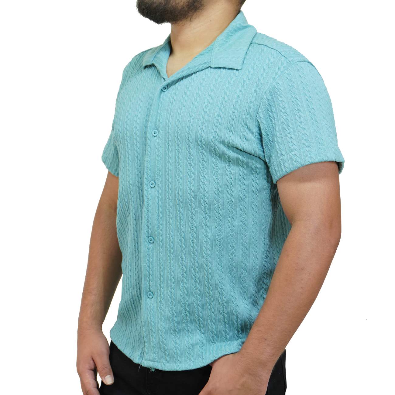CAMISA MANGA CORTA KREEMP TEJIDO - VERDE AGUA - 2