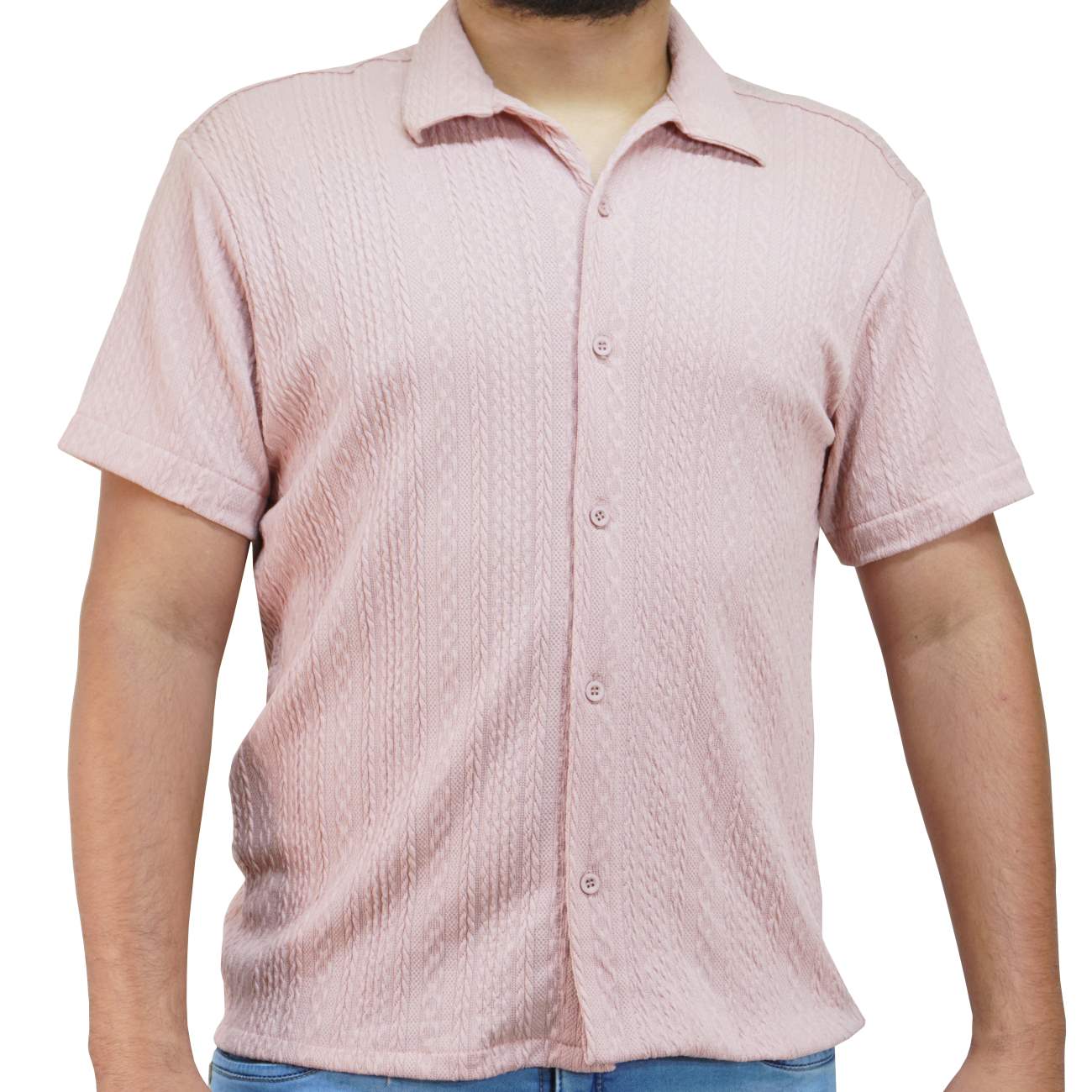CAMISA MANGA CORTA KREEMP TEJIDO - ROSA - 1