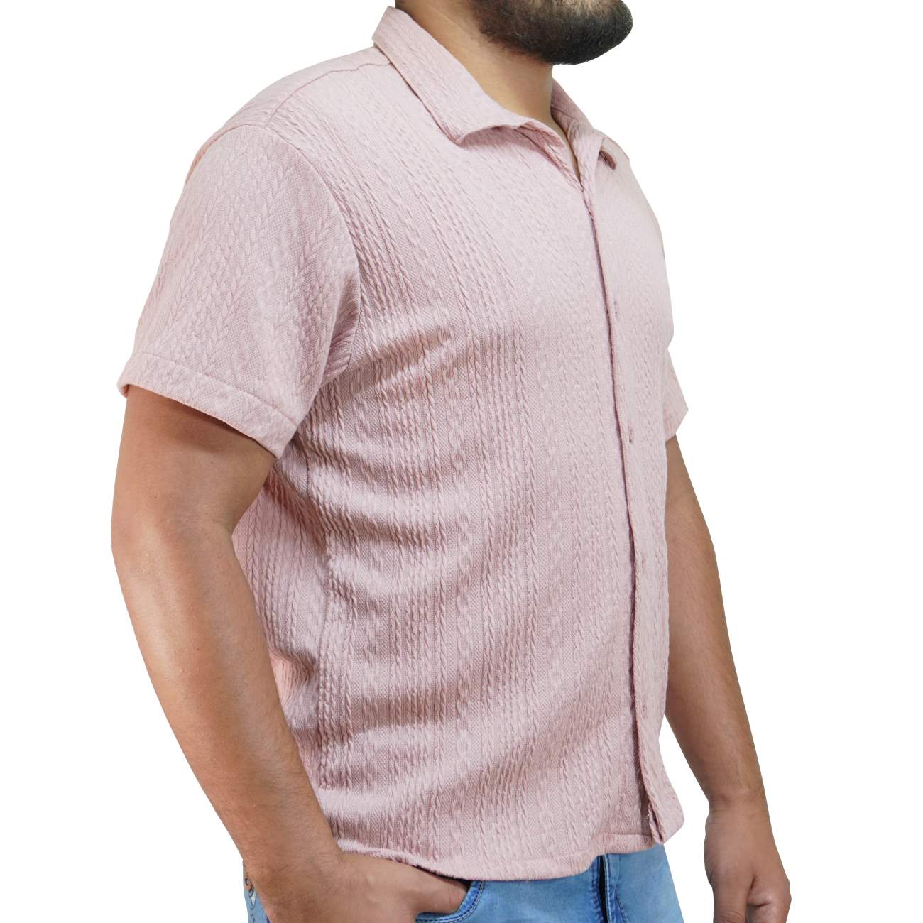 CAMISA MANGA CORTA KREEMP TEJIDO - ROSA - 2