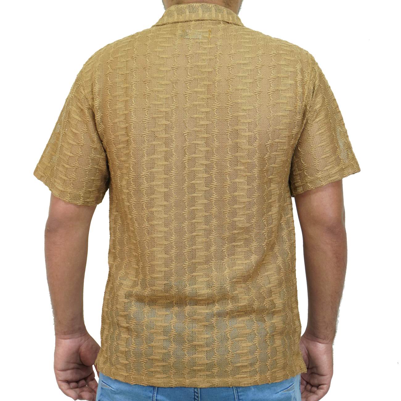 CAMISA MANGA CORTA ANONIMOUS TEJIDO - CAMEL - 3