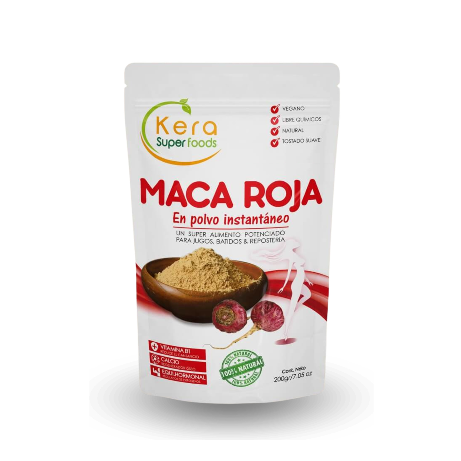 MACA ROJA EN POLVO 200GR - KERA SUPERFOODS - 1