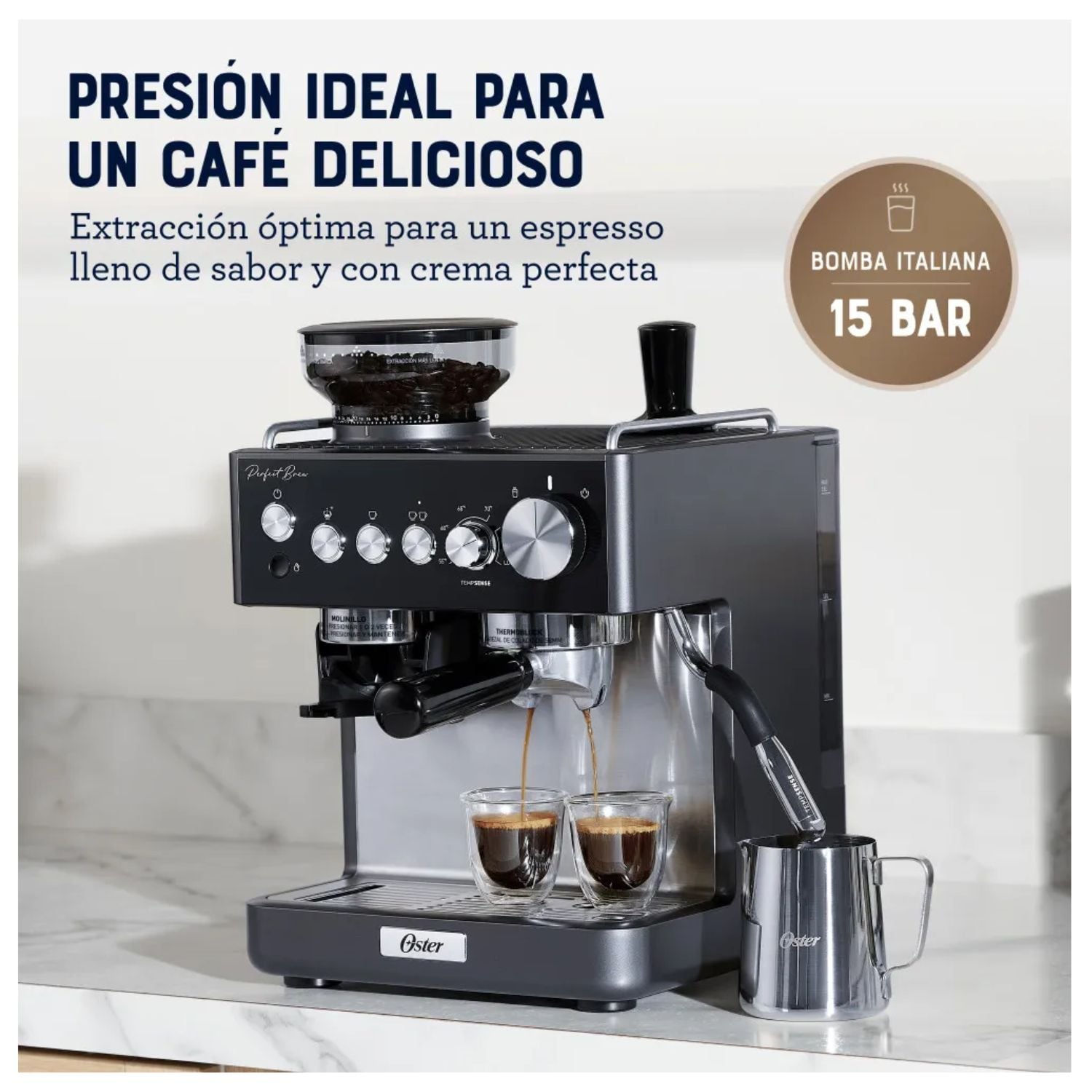 CAFETERA CON MOLINILLO OSTER BVSTEM7301 ESPRESSO LATTES Y CAPUCHINOS - 3