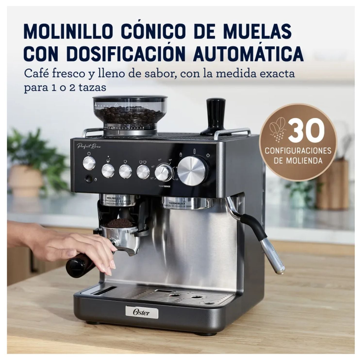 CAFETERA CON MOLINILLO OSTER BVSTEM7301 ESPRESSO LATTES Y CAPUCHINOS - 4