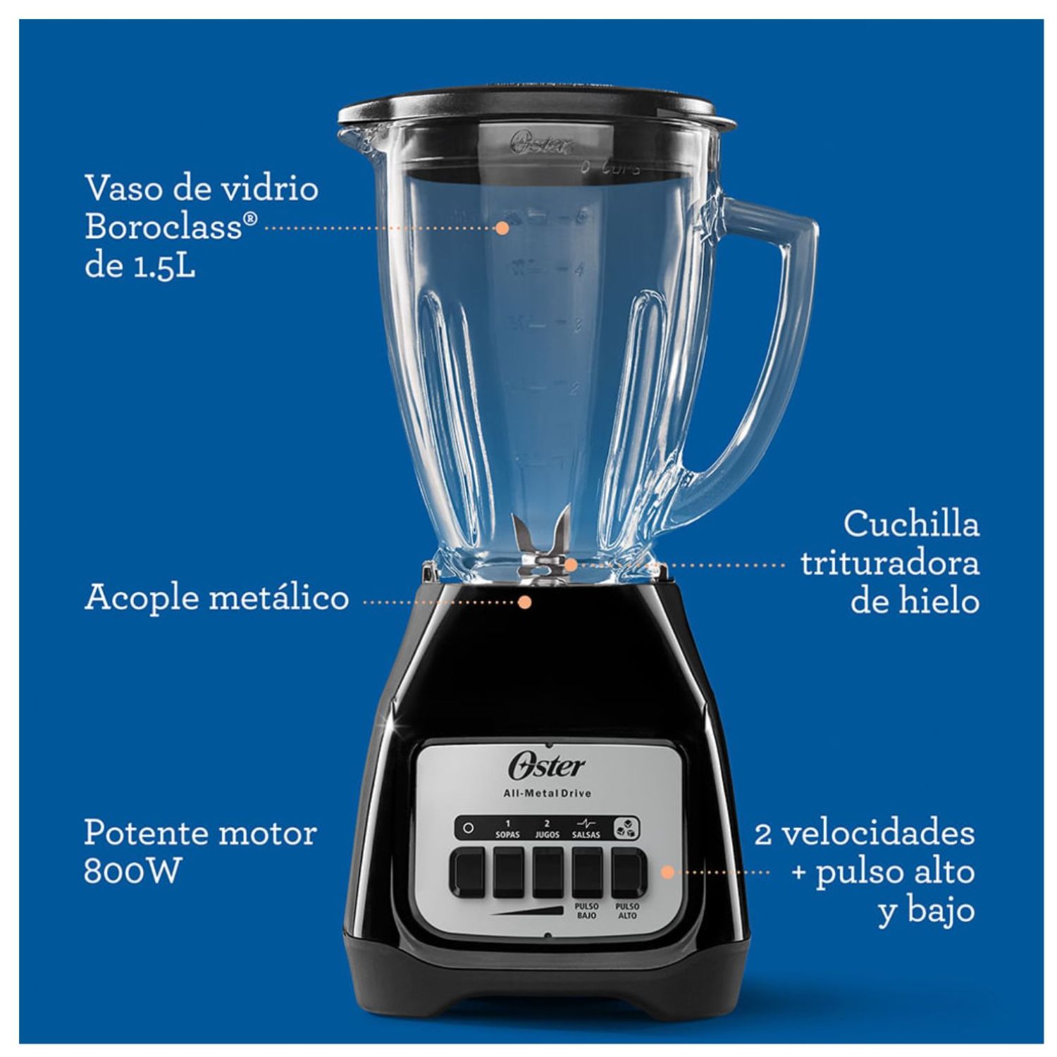 TRICOMBO NEGRO OSTER LICUADORA 800 W +ARROCERA 1,8LT+HERVIDOR DE 1,7 LITROS - 2
