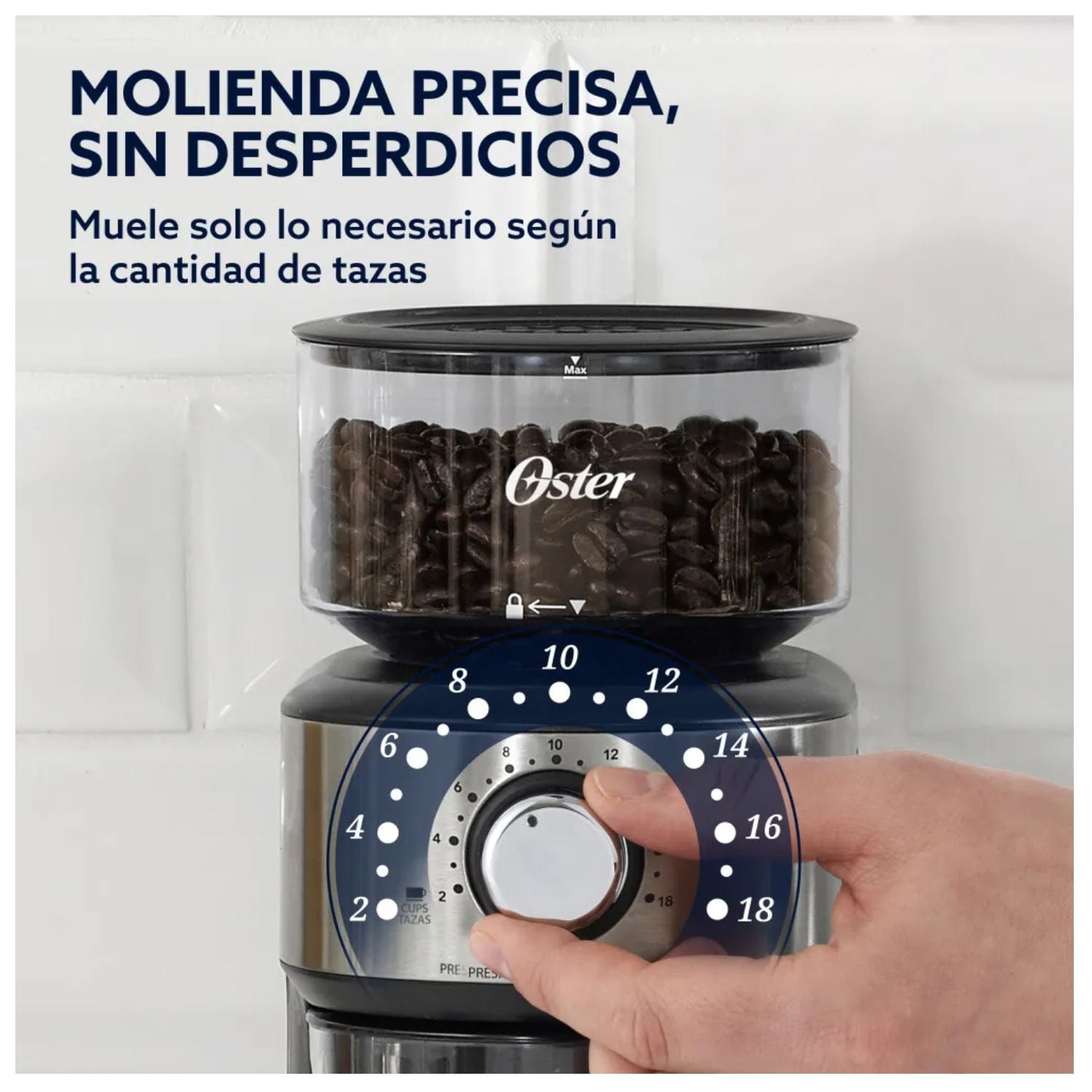 MOLEDORA DE GRANOS DE CAFÉ OSTER BVSTBMH24_053 18 AJUSTES DE GROSOR