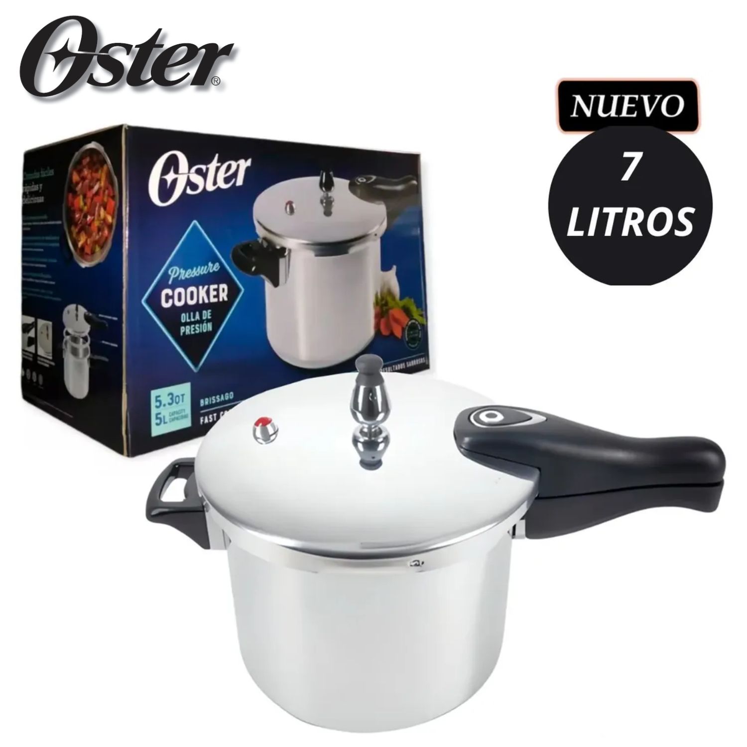 OLLA DE PRESIÓN OSTER BRISSAGO 7 LITROS ANTIADHERENTE - 1