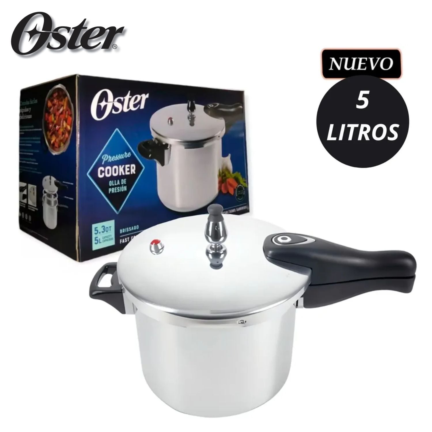 OLLA DE PRESIÓN OSTER BRISSAGO 5 LITROS ANTIADHERENTE - 1