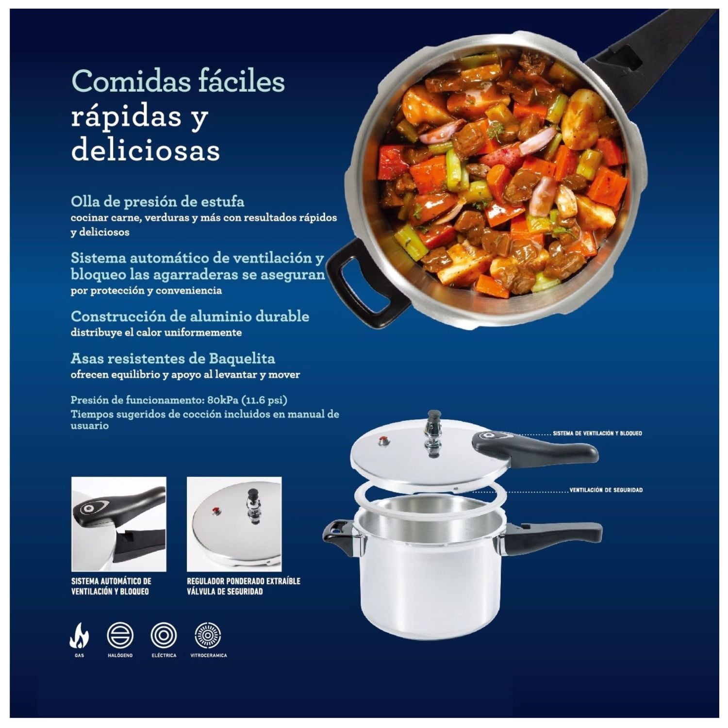 OLLA DE PRESIÓN OSTER BRISSAGO 5 LITROS ANTIADHERENTE - 5