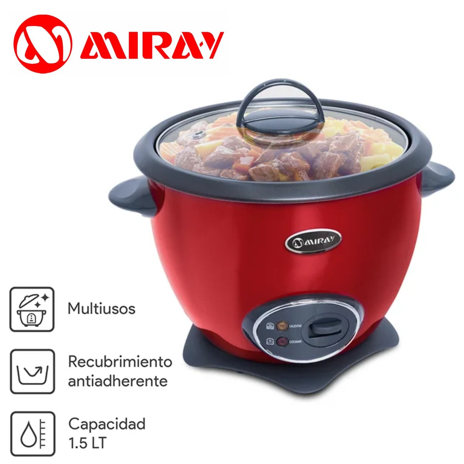 OLLA ARROCERA MIRAY OM-T337R DE 1.5 LITROS ROJO - 1