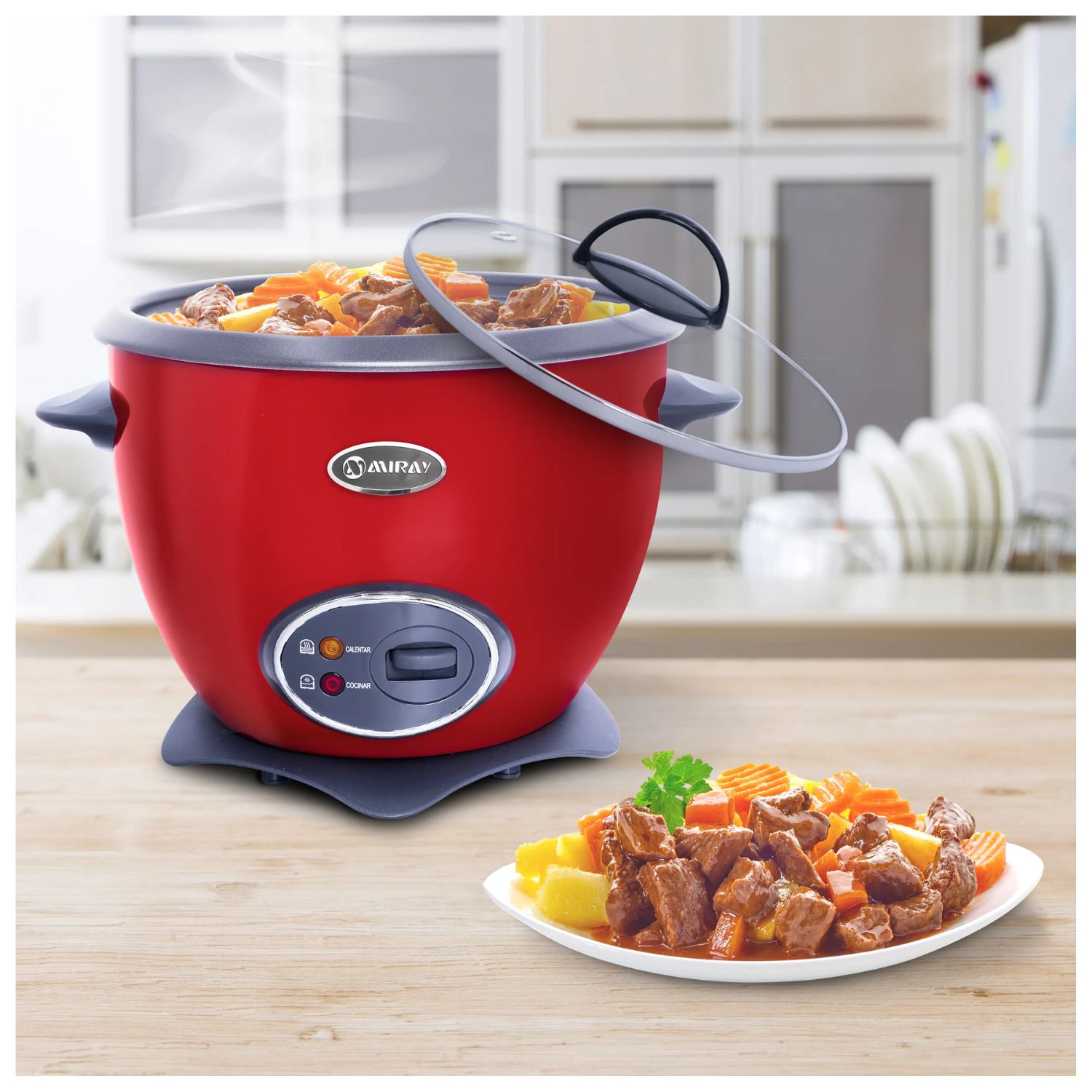 OLLA ARROCERA MIRAY OM-T337R DE 1.5 LITROS ROJO - 3