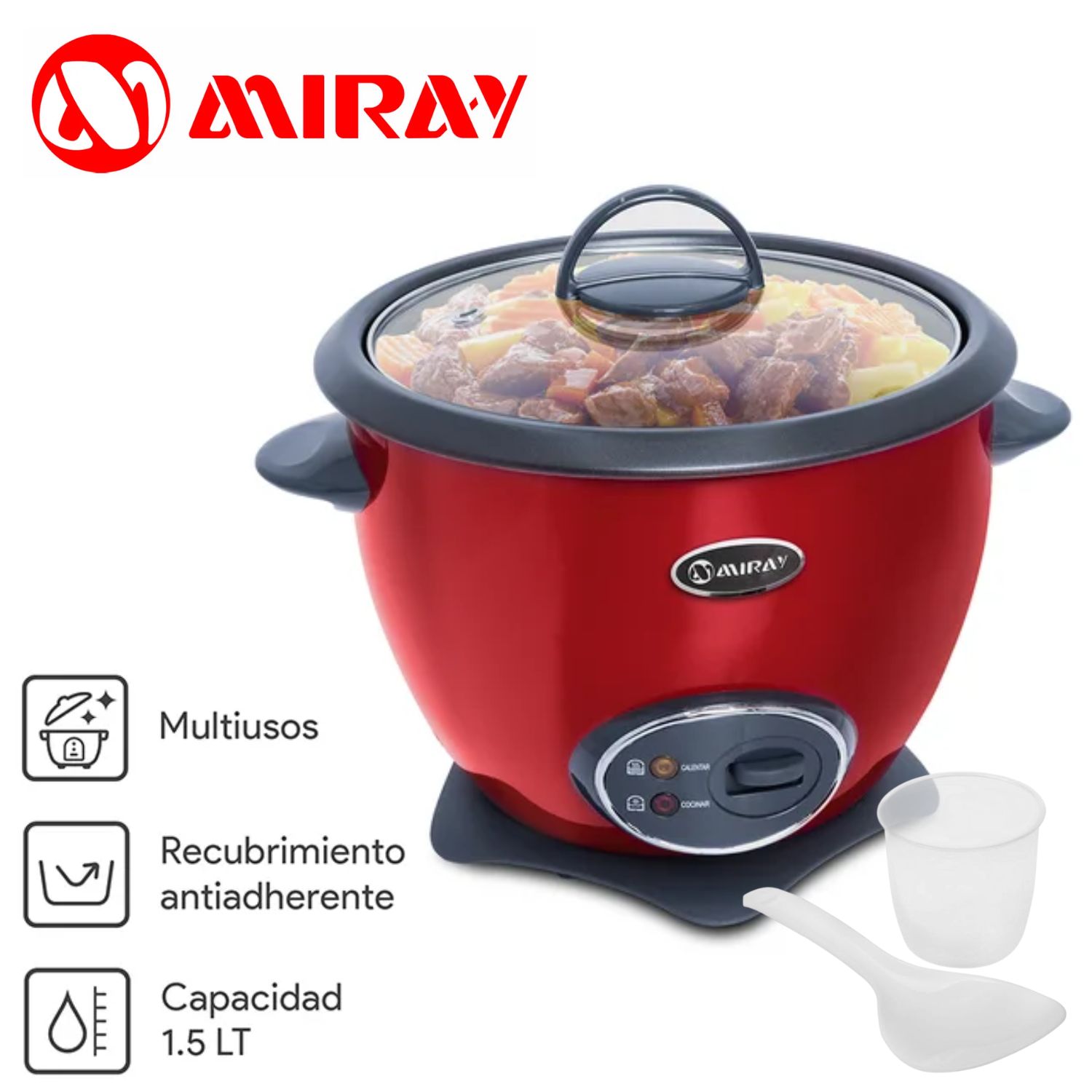 OLLA ARROCERA MIRAY OM-T337R RECUBRIMIENTO ANTIADHERENTE 1,2 KG ROJO - 1