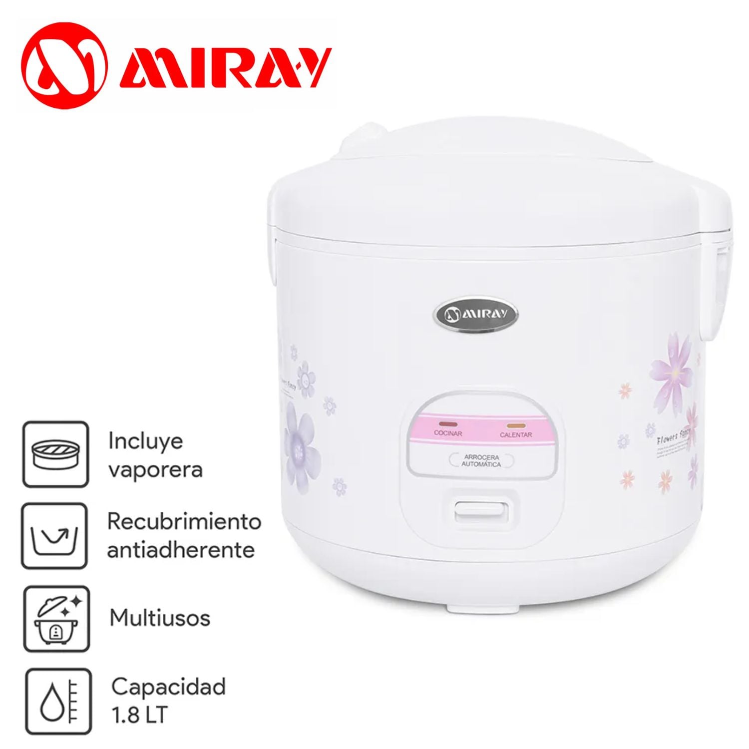 OLLA ARROCERA MIRAY OM-T339 1.8L BLANCO HERMÉTICA CON VAPORIZADOR - 1