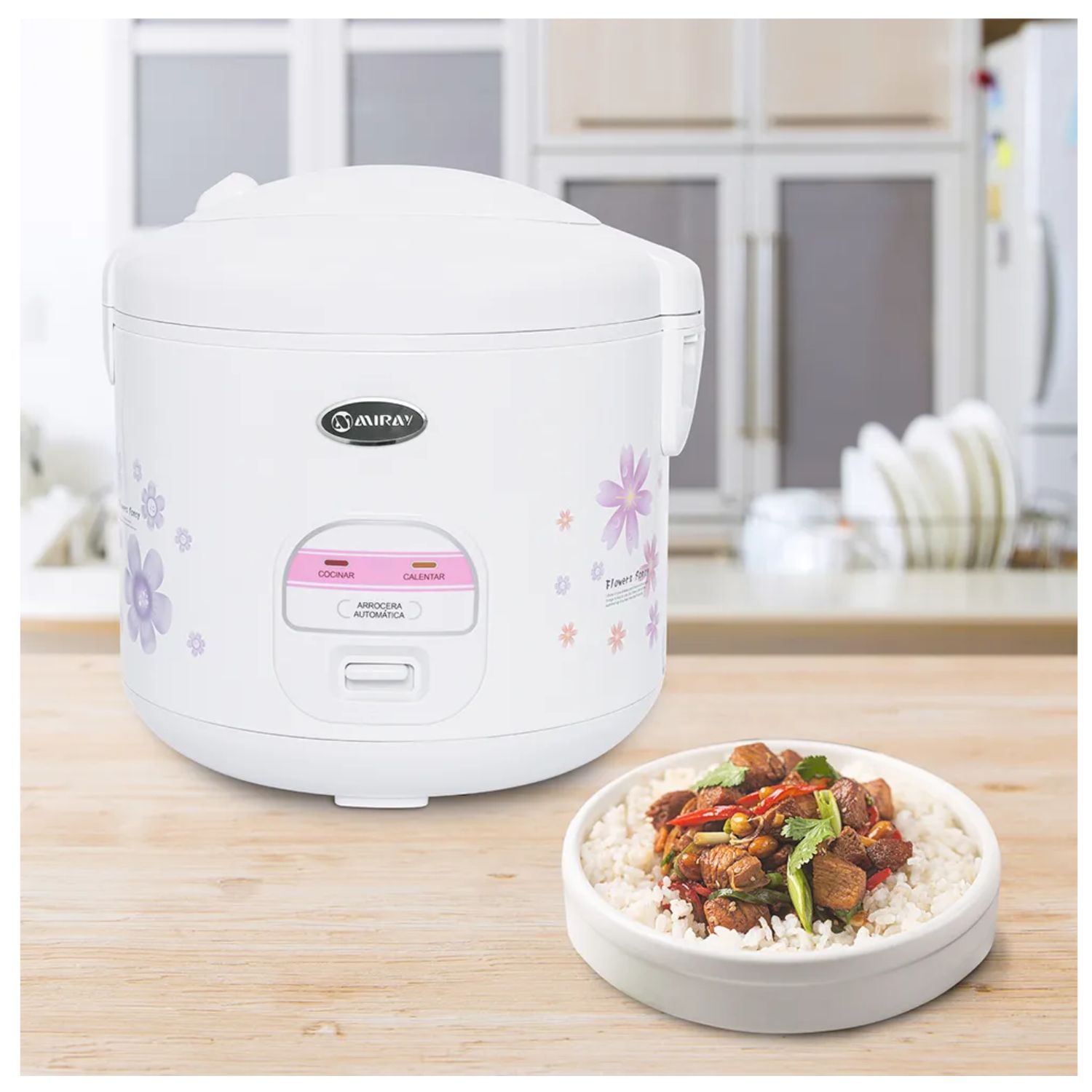 OLLA ARROCERA MIRAY OM-T339 1.8L BLANCO HERMÉTICA CON VAPORIZADOR - 6