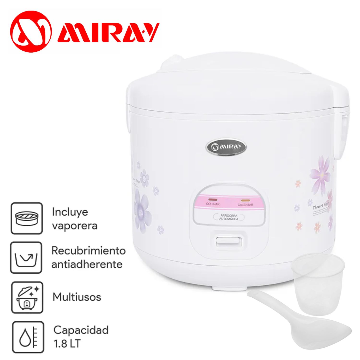 ARROCERA HERMETICA MIRAY OM-T339 1.8L BLANCO CON VAPORIZADOR - 1