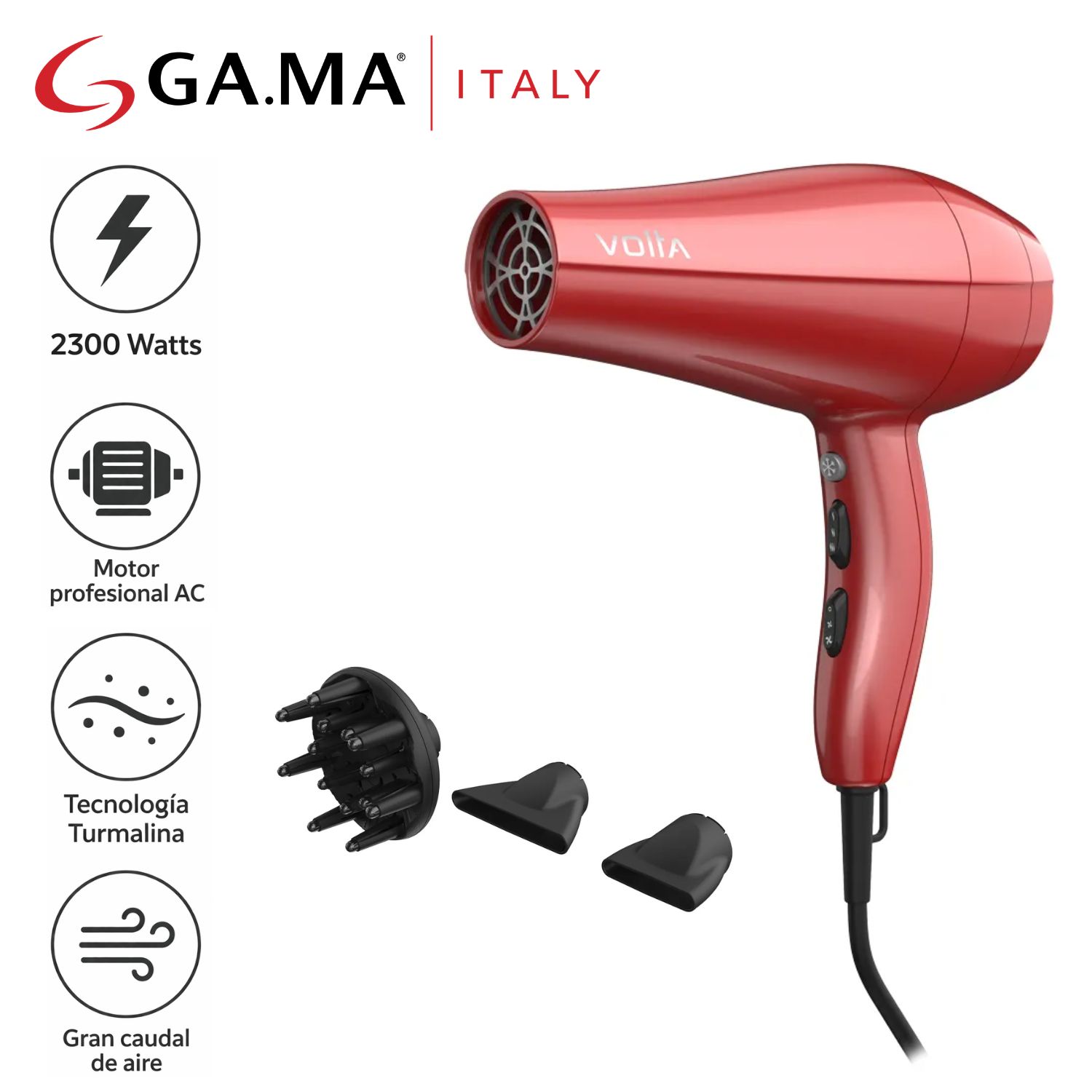 SECADORA PROFESIONAL GAMA BECHD0000002167 MOTOR AC  2300W ROJO - 1