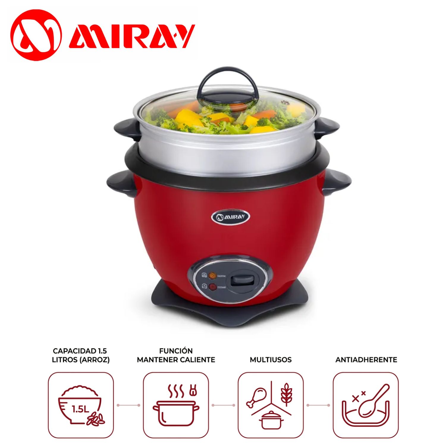OLLA ARROCERA MIRAY OM-T359RV 1.5 LITROS – ROJO - 1