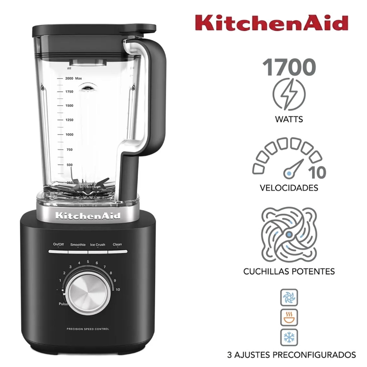 LICUADORA KITCHENAID 1700 WATTS VASO 2 LITROS 03 PROGRAMAS PREESTABLECIDOS - 1