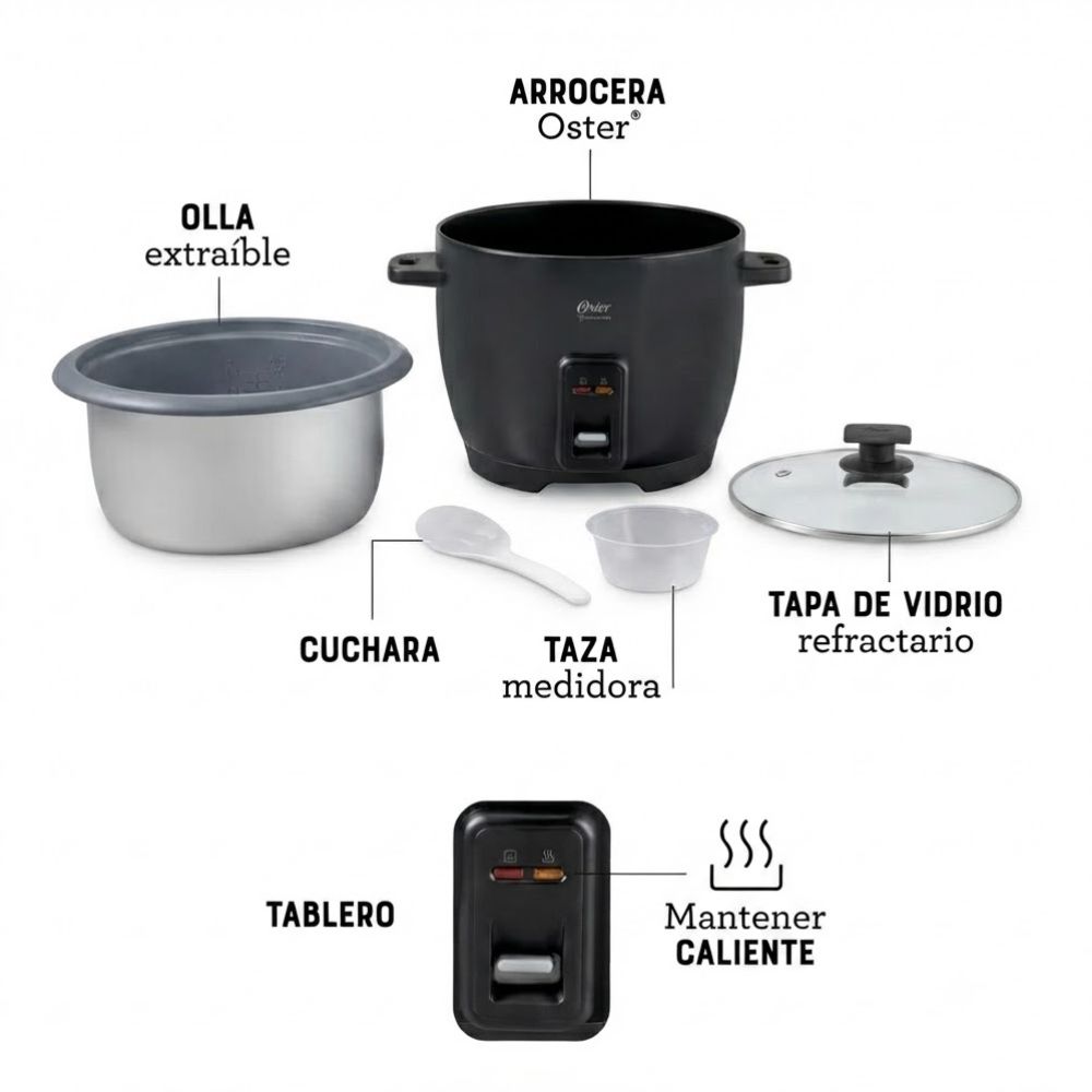 COMBO OSTER LICUADORA BLSTKAGBPB CON ARROCERA CKSTRCB10DF BLK 1,8 LLITROS NEGRO - 5