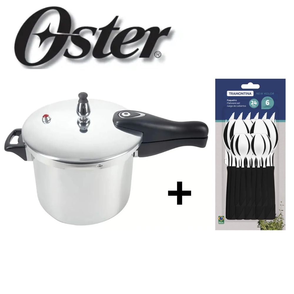 PROMO OLLA PRESION OSTER BRISSAGO 7 LT + JUEGO DE CUBIERTOS 23198094 - 1