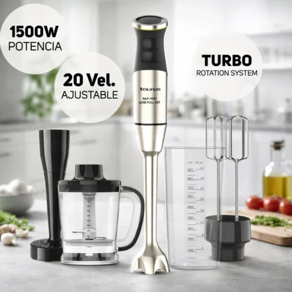 BATIDORA DE INMERSIÓN TAURUS BAPI 1500 LUXE FULL SET CON ACCESORIOS 1500 W - 6