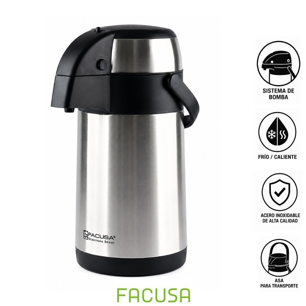 TERMO FACUSA HOGAR 4 LT INTERIOR DE ACERO INOXIDABLE CON SIFON - 1