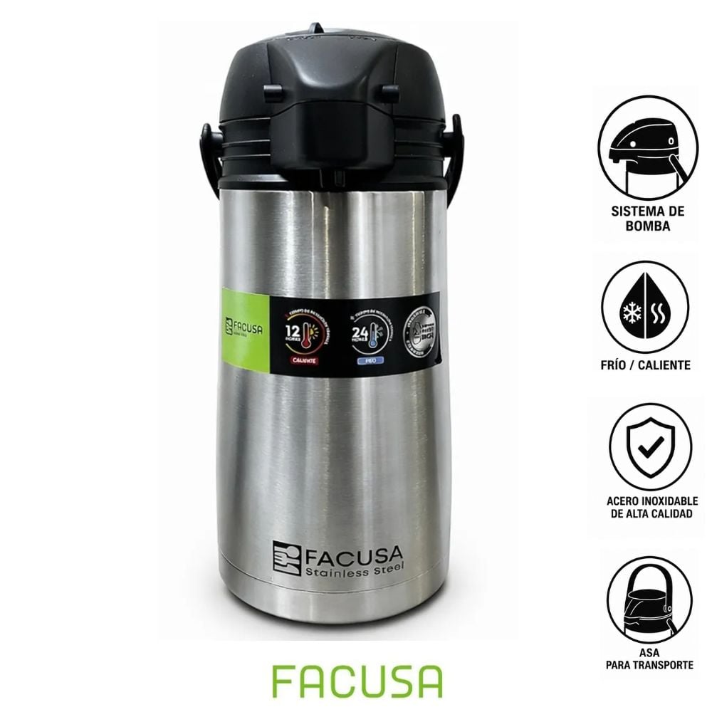 TERMO FACUSA INVICTUS 1,9 LT INTERIOR DE ACERO INOXIDABLE CON SIFON - 1