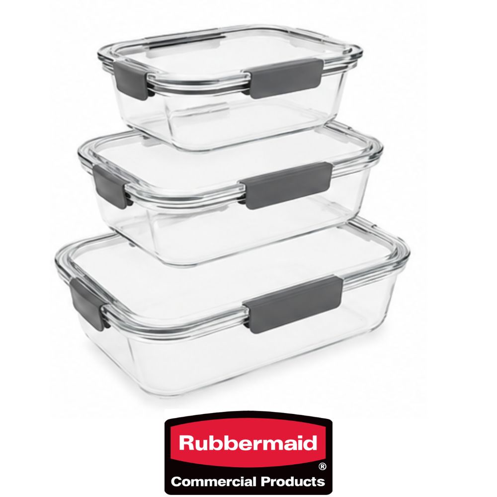 SET DE 3 TAPERS HERMÉTICOS DE VIDRIO RUBBERMAID 2118304 MADE IN USA - 1
