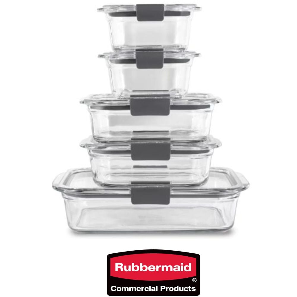 SET DE 5 TAPERS HERMÉTICOS DE VIDRIO RUBBERMAID 2118303 MADE IN USA - 1