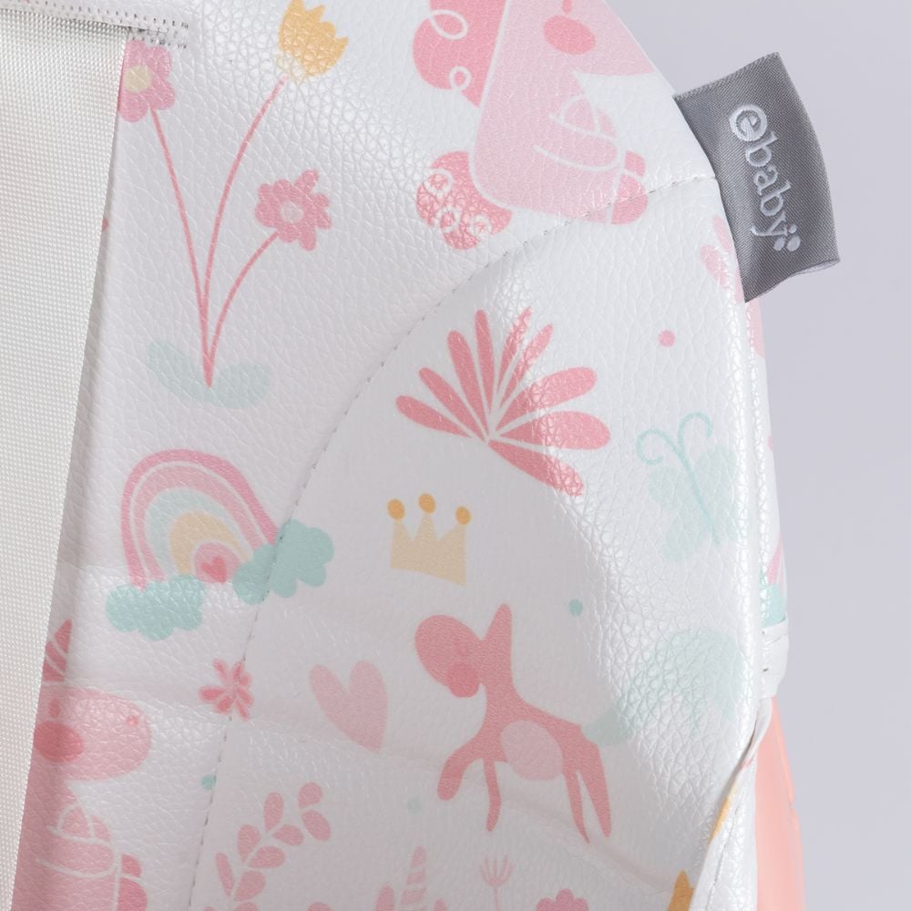 SILLA DE COMER EBABY LULU ROSADO CON RUEDAS DOBLE BANDEJA - 2