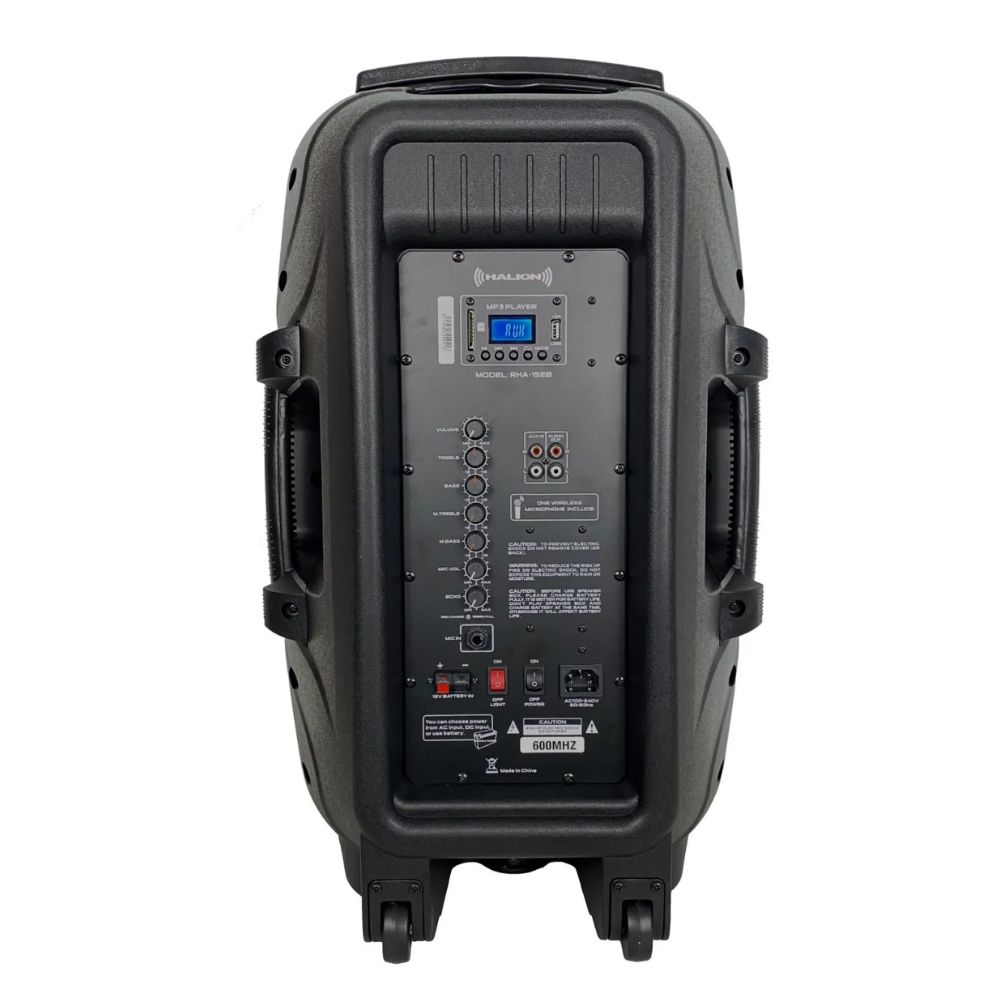 PARLANTE PORTATIL HALION RHA 15EB 800W PMPO USB BT 01 MICRÓFONO - 2